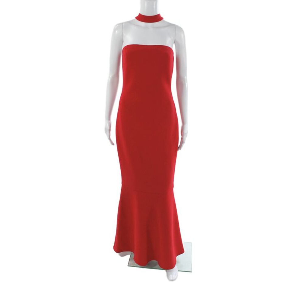 Designer Women Mermaid Long Red Dress High Neck Sleeveless Zip Size 2